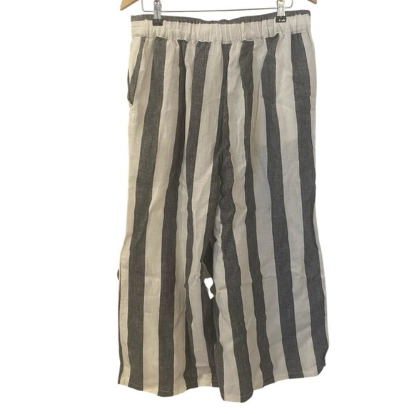 Catherine Malandrino Womens 100% Linen Striped Palazzo Pants - Picture 3 of 6